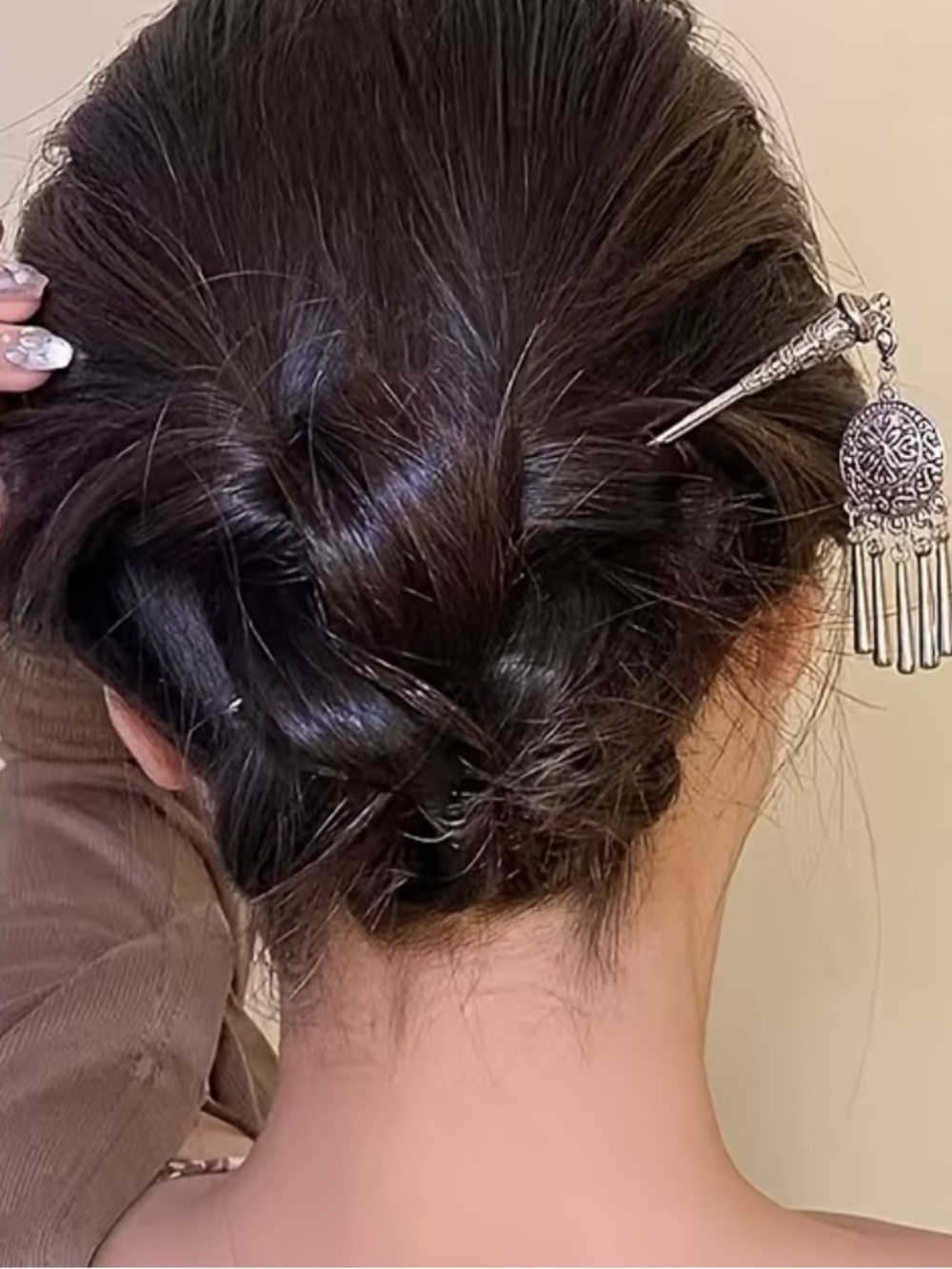 Silver Dreamcatcher Design Tassel Hair Pin - Hair Accessory